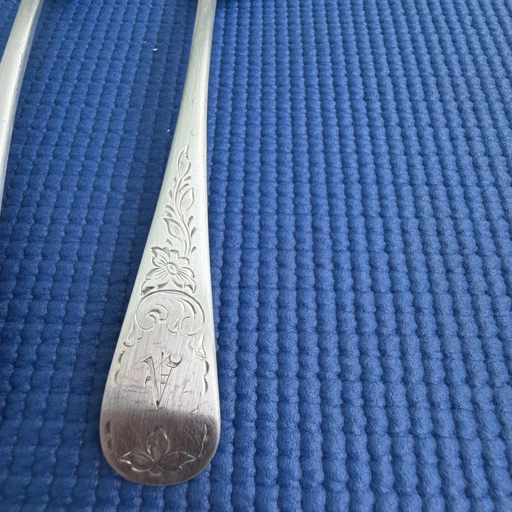 Vintage Set 2 SERVING SPOONS 9